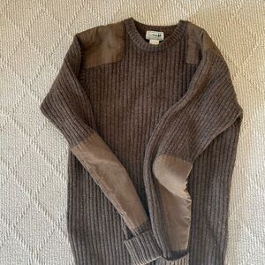 L.L. Bean Men's Brown Ribbed Crewneck Sweater
